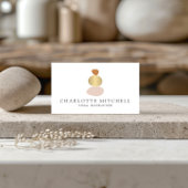 Modern Abstract Zen Stones Gold Logo Yoga, Massage Visitekaartje