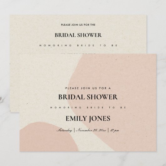 MODERN ABSTRACT ZFT BLUSH VRIJGEZELLENFEEST INVITE BEDANKKAART (Voorkant / Achterkant)