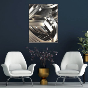 Modern Abstract zilver Industrieel & minimalistisc Canvas Afdruk
