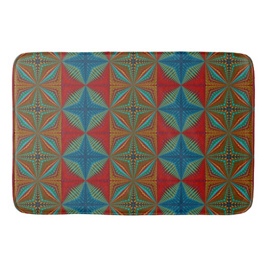 Modern Abstract zuidwest Aztec Blauwgroen rood bru Badmat (Voorkant)