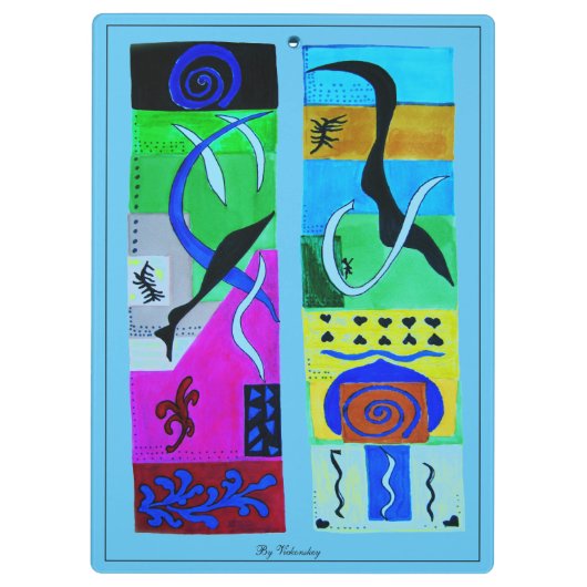 Modern Abstract zwart blauw С orful geometric Klembord (Achterkant)