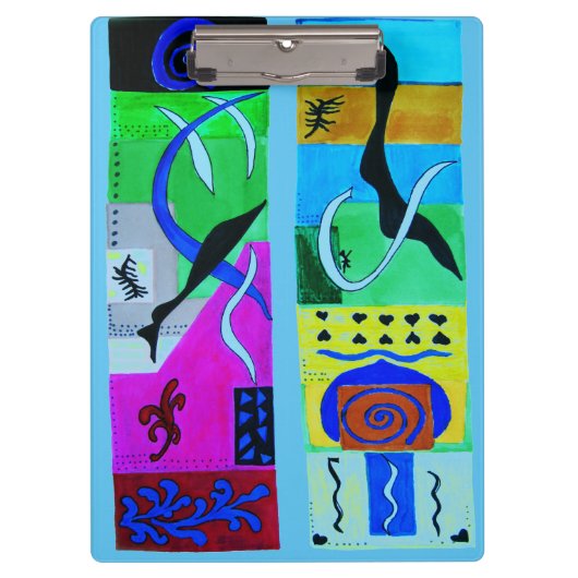 Modern Abstract zwart blauw С orful geometric Klembord (Voorkant)