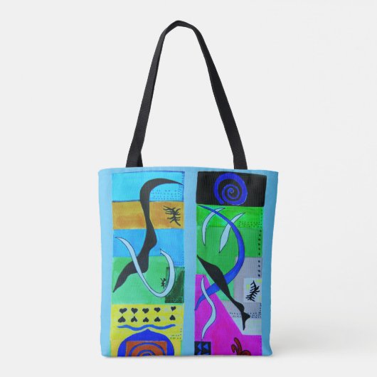 Modern Abstract zwart blauw С orful geometric Tote Bag (Achterkant)