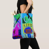 Modern Abstract zwart blauw С orful geometric Tote Bag (Dichtbij)
