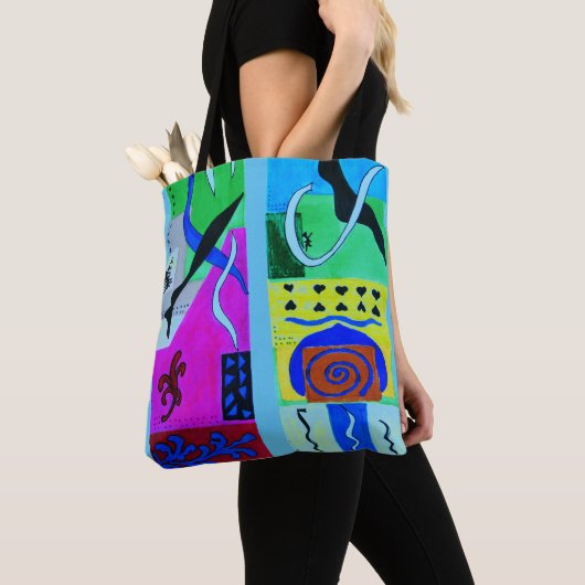 Modern Abstract zwart blauw С orful geometric Tote Bag (Dichtbij)