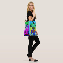 Modern Abstract zwart blauw С orful geometric Tote Bag