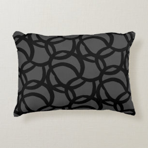 Modern Abstract zwart en donkergrijs lijnpatroon Accent Kussen