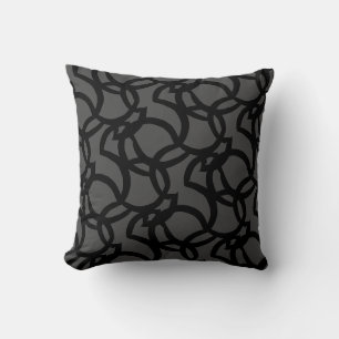 Modern Abstract zwart en donkergrijs lijnpatroon Kussen