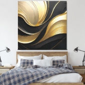 Modern Abstract zwart en goud Canvas Afdruk (Insitu (Slaapkamer))