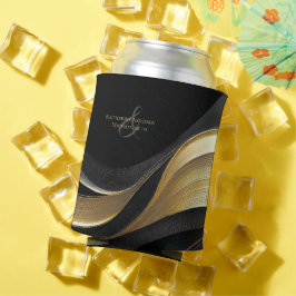 Modern Abstract zwart en goud elegante bruiloft Blikjeskoeler