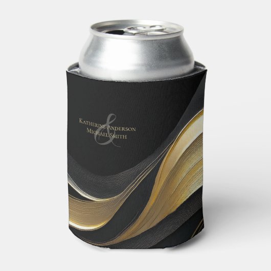 Modern Abstract zwart en goud elegante bruiloft Blikjeskoeler (Blikje Voorkant)