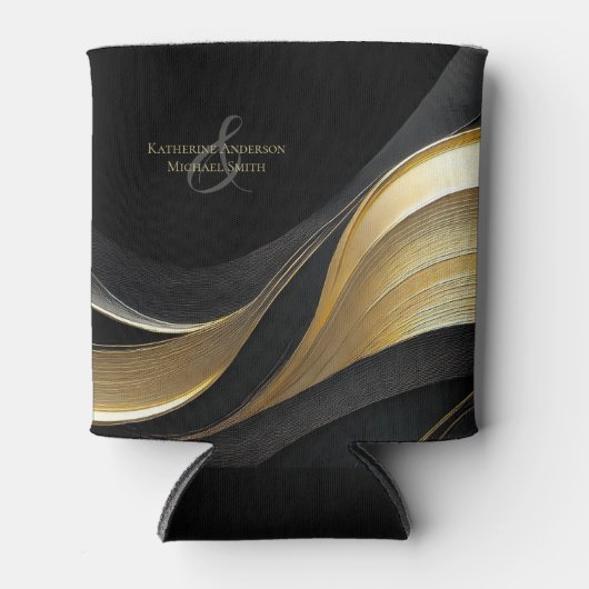 Modern Abstract zwart en goud elegante bruiloft Blikjeskoeler (Voorkant)