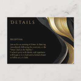 Modern Abstract zwart en goud elegante bruiloft Informatiekaartje