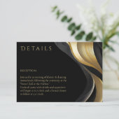 Modern Abstract zwart en goud elegante bruiloft Informatiekaartje (Staand voorkant)