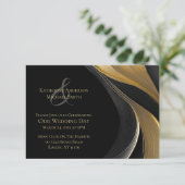 Modern Abstract zwart en goud elegante bruiloft Kaart (Staand voorkant)