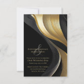 Modern Abstract zwart en goud elegante bruiloft Kaart (Voorkant)