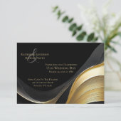 Modern Abstract zwart en goud elegante bruiloft Kaart (Staand voorkant)