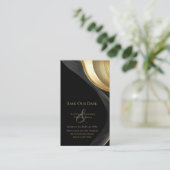 Modern Abstract zwart en goud elegante bruiloft Visitekaartje (Staand voorkant)