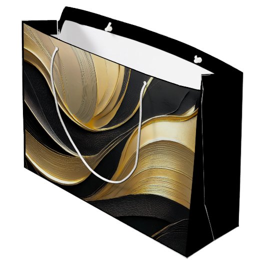 Modern Abstract zwart en goud Groot Cadeauzakje (Achterkant Gekanteld)
