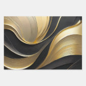 Modern Abstract zwart en goud Inpakpapier Vel (Voorkant 2)