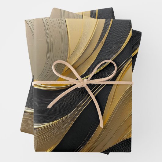 Modern Abstract zwart en goud Inpakpapier Vel (In situ)