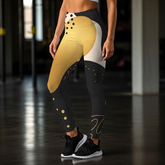Modern Abstract Zwart en Goud Organisch Patroon Leggings