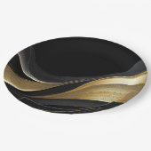 Modern Abstract zwart en goud Papieren Bordje (Gekanteld)