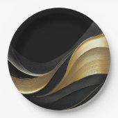 Modern Abstract zwart en goud Papieren Bordje (Voorkant)