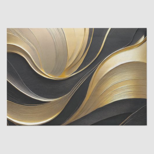 Modern Abstract zwart en goud Tissuepapier (Voorkant)