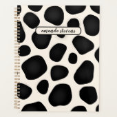 Modern Abstract zwart luipaardpatroonleer Planner (Voorkant)
