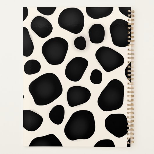 Modern Abstract zwart luipaardpatroonleer Planner (Achterkant)