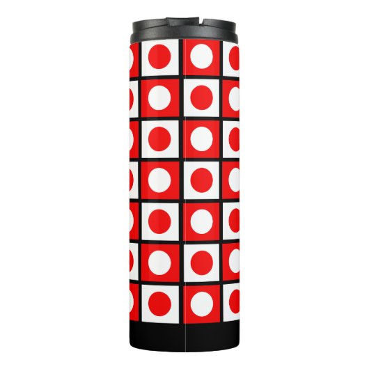 Modern Abstract zwart rood en wit Thermosbeker (Achterkant)