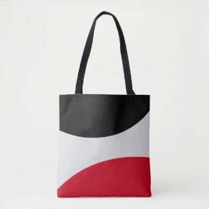 Modern Abstract zwart, rood en zilver wit Tote Bag