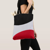 Modern Abstract zwart, rood en zilver wit Tote Bag (Dichtbij)