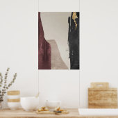 Modern Abstract Zwart Rood & Goud Wall Art Poster (Keuken)
