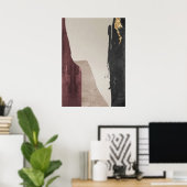 Modern Abstract Zwart Rood & Goud Wall Art Poster (Thuiskantoor)