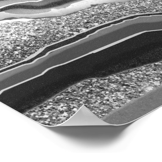 Modern Abstract Zwart Wit Agaat Geode Edelsteen Poster (Hoek)