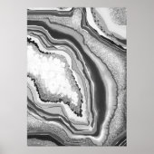 Modern Abstract Zwart Wit Agaat Geode Edelsteen Poster (Voorkant)
