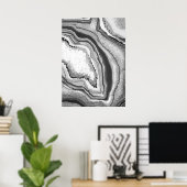 Modern Abstract Zwart Wit Agaat Geode Edelsteen Poster (Thuiskantoor)