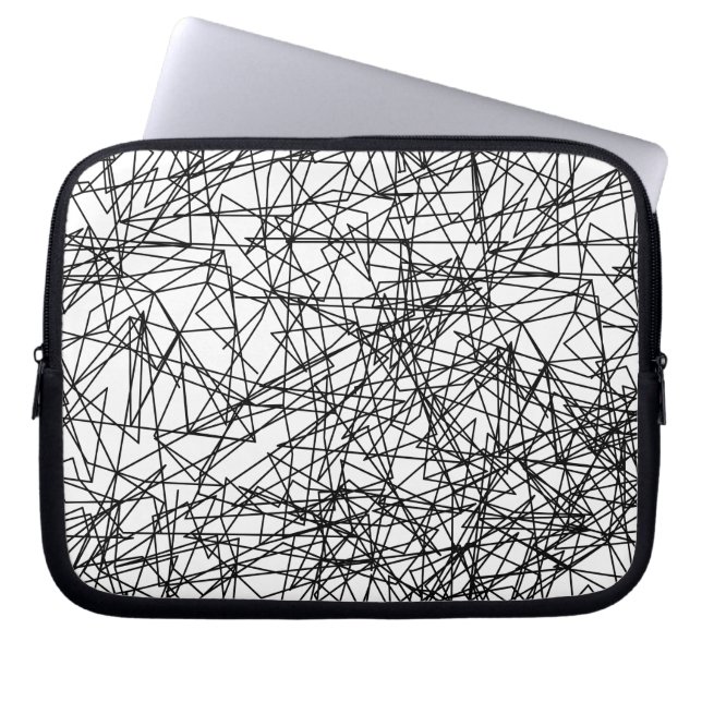 modern abstract zwart wit artistiek patroon laptop sleeve (Voorkant)