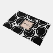 Modern Abstract Zwart Wit Blush Roze Monogram Deurmat (Schuin)