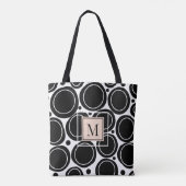Modern Abstract Zwart Wit Blush Roze Monogram Tote Bag (Achterkant)