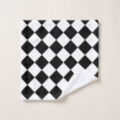 Modern Abstract Zwart & Wit Diamant Patroon Bad Handdoek (Wasdoekje)