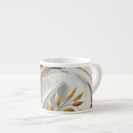Modern Abstract Zwart Wit en Goud - Botanisch Espresso Kop