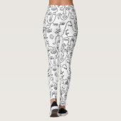Modern Abstract zwart wit gezichtspatroon Leggings (Achterkant)