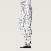 Modern Abstract zwart wit gezichtspatroon Leggings (Links)