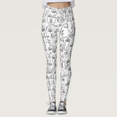Modern Abstract zwart wit gezichtspatroon Leggings (Voorkant)