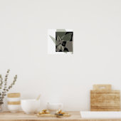 Modern Abstract Zwart Wit Groen Tan Neutraal Poster (Keuken)