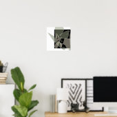 Modern Abstract Zwart Wit Groen Tan Neutraal Poster (Thuiskantoor)