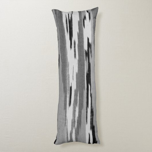 Modern abstract zwart-wit ikatpatroon lichaamskussen (Achterkant (Verticaal))